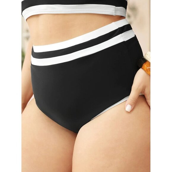 NWT BloomChic Black Contrast Trim High Waist Bikini Bottom Plus Size 18-20/2X - Picture 5 of 7